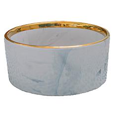 DEXYPAWS Grey Marble Dog Bowl with Gold Accent 6.3"