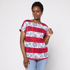 DG2 by Diane Gilman Cotton Modal Slub-Printed Dolman Tee