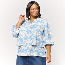DG2 by Diane Gilman Crepe De Chine Lantern Sleeve Easy Top