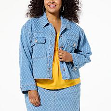 DG2 by Diane Gilman Diamond Laser Relaxed Denim Jacket
