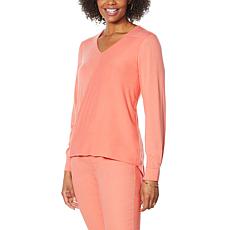 DG2 by Diane Gilman Drape Front V-Neck Hi-Low Top