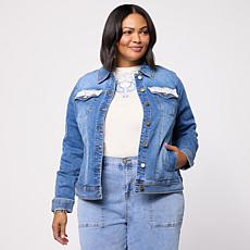 DG2 by Diane Gilman Embroidered Classic Stretch Denim Jacket