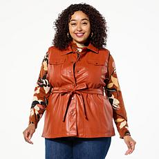 DG2 by Diane Gilman Faux Leather Belted Moto Vest