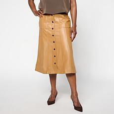 DG2 by Diane Gilman Faux Leather Paneled Midi Skirt
