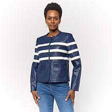 DG2 by Diane Gilman Faux Leather Striped Jacket