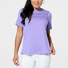 DG2 by Diane Gilman Lace Detail Short-Sleeve Knit Tee