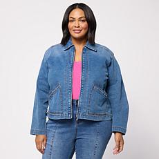 DG2 by Diane Gilman Legacy Stretch Rhinestone-Pocket Zip-Up Jacket
