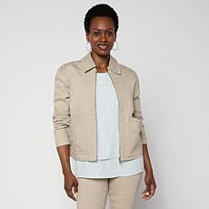 DG2 by Diane Gilman Legacy Stretch Rhinestone Pocket Zip Up Jacket