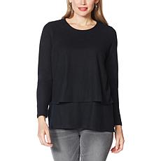 DG2 by Diane Gilman Long-Sleeve Brushed Knit Easy Top