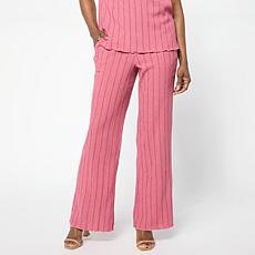 DG2 by Diane Gilman Micro Plisse Knit Pull-On Easy Wide-Leg Pant