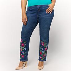 DG2 by Diane Gilman New Classic Stretch Denim 3D Embellished Jean