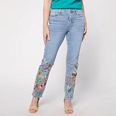 DG2 by Diane Gilman New Classic Stretch Denim 3D Embellished Jean