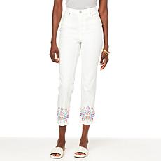 DG2 by Diane Gilman New Classic Stretch Denim Embroidered Crop Jean