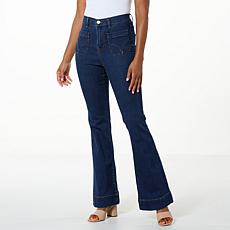 DG2 by Diane Gilman New Classic Stretch Denim Pieced Pocket Flare Jean