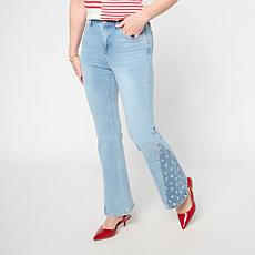 DG2 by Diane Gilman New Classic Stretch Denim Star Panel Flare Jean