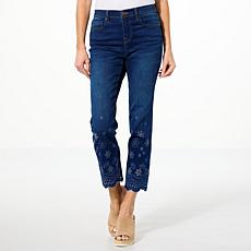 DG2 by Diane Gilman New Classic Stretch Eyelet Straight Leg Ankle Jean