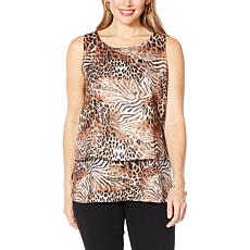 DG2 by Diane Gilman Printed Charmeuse Layered Easy Tank