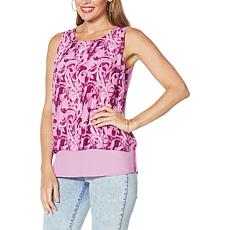 DG2 by Diane Gilman Printed Pleat Easy Tank