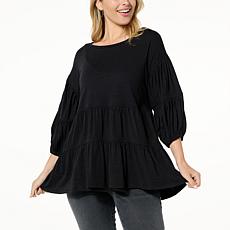 DG2 by Diane Gilman Puff-Sleeve Tiered Top