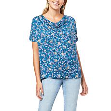 DG2 by Diane Gilman Reversible Print Knit Boyfriend Tee