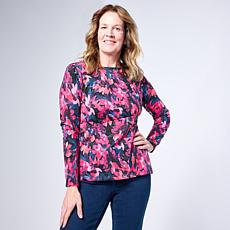 DG2 by Diane Gilman Ruched Asymmetric Seam Long Sleeve Top