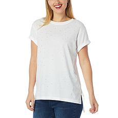 DG2 by Diane Gilman Slub Burnout Rhinestone Tee
