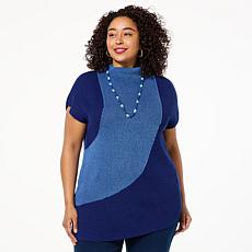 DG2 by
Diane Gilman SoftEase Curved Hem Mock-Neck Sweater Tunic