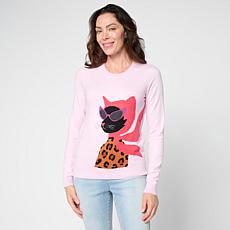 DG2 by Diane Gilman Softease Printed Crew Neck Sweater