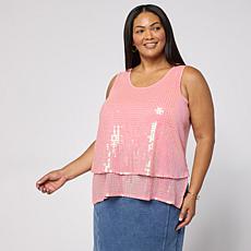 DG2 by Diane Gilman U-Neck Sequined Easy Tank