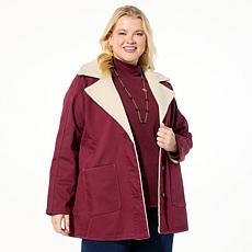 DG2 by Diane Gilman Vintage-Style Denim Sherpa Coat