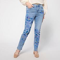 Diane Gilman New Classic Stretch Watercolor Printed Straight Leg Jean