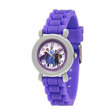 Disney Frozen 2 Characters Kids' Gray Time Teacher Purple Strap Watch