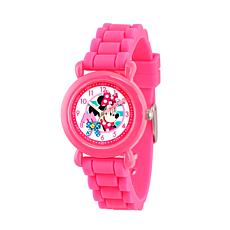 Disney Minnie Mouse Kids Pink Time Teacher Watch w/ Silicone Strap 