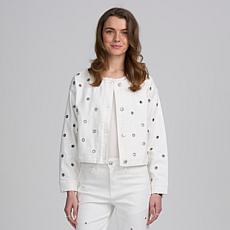 Elle Live Get the Look Washed Denim Grommet Jacket