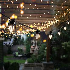 Ellina 10-Light Black Outdoor String Lighting, 120"