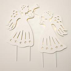 Emryn House S/2 Illuminated 30" Angel Yard Stakes