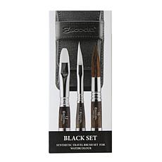 ESCODA Synthetic Watercolor Travel Brush Set 1272 Black Series