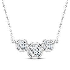 Éthique 1ctw Lab-Grown Diamond Sterling Silver 3-Stone Bezel Necklace