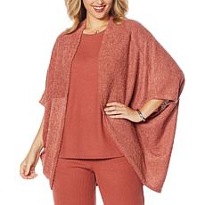 EZ by Nina Leonard Draped Knit Cocoon Cardigan