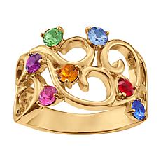 Family Crystal Birthstone Goldtone Swirled-Design Ring - 7 Stones