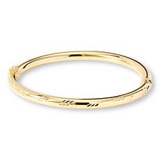 Fiorenza 18K Gold-Plated Diamond-Cut Oval Hinged Bangle Bracelet