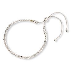 Fiorenza Sterling Silver Daisy Sparkle Chain Adjustable Bracelet