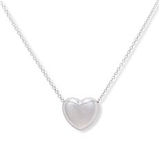 Fiorenza Sterling Silver Puffy Heart Drop Necklace