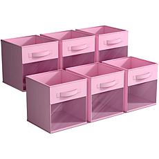 Foldable Storage Cube Bins 6-Pack with Clear Window