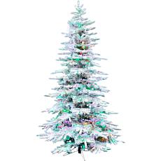 Fraser Hill Farm 10' Flocked Pine Pre-lit Multicolor Christmas Tree