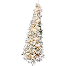 Fraser Hill Farm 6.5' Flocked Christmas Half Tree with White LEDs