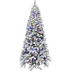 Fraser Hill Farm 6.5' Flocked Silverton Fir Tree w/ Multi LED Lights