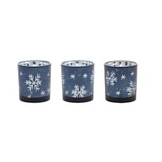 Frosted Votive Candle Holders with Snowflake Design - 3-piece Set