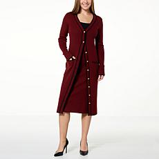 G by Giuliana Black Label Long V-Neck Duster Cardigan