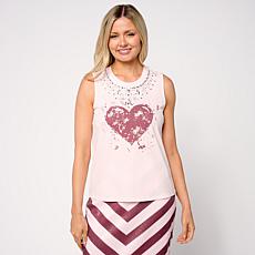G by Giuliana Black Label Printed Jersey Knit Tank